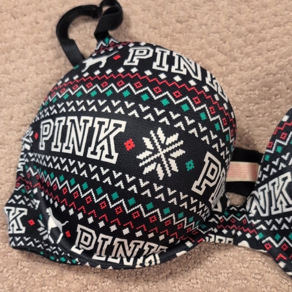 PINK Victoria's Secret Black and White Padded Push-Up Underwire Bra In 36D EUC - Picture 5 of 10